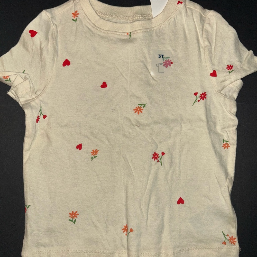Old Navy Cream Kids Tee with Red and Orange Accents 3T